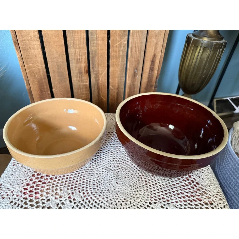 Vintage USA Ringware Stoneware Mixing Bowls 8